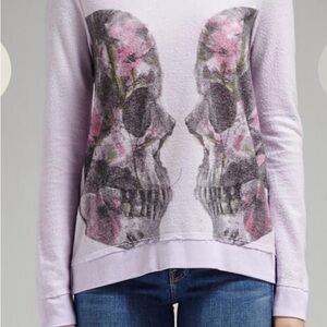 Chaser Lavender Skull Graphic Sweatshirt Medium NWT